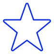 Blue star outline on white background.