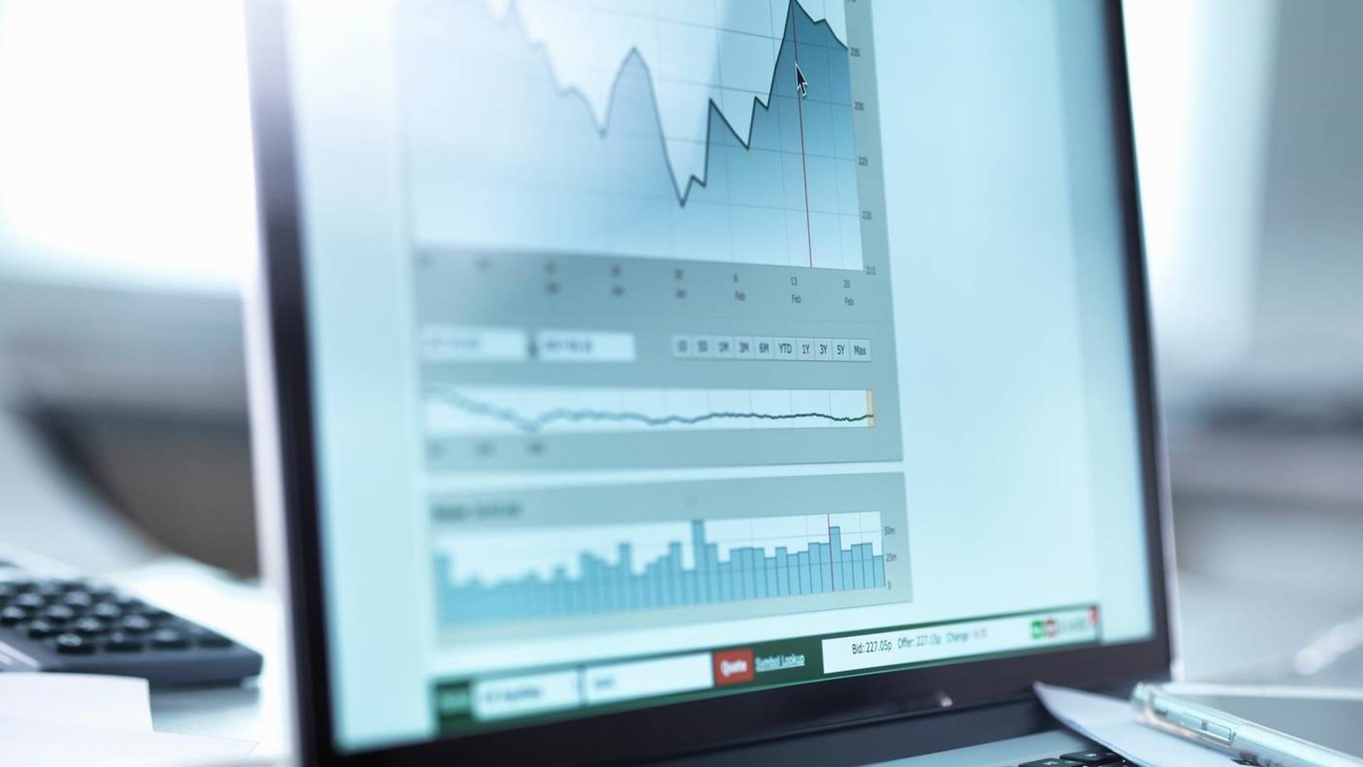 A close up of a data graph, shown on a computer monitor.