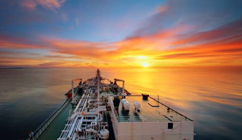 LNG vessel at sunset