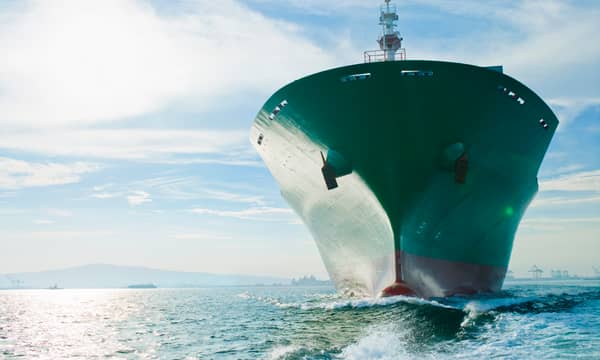 LNG vessel leaves port