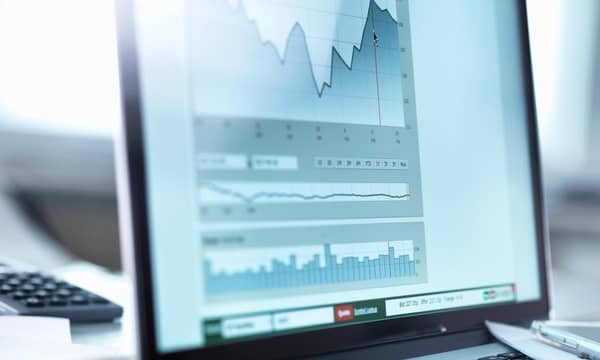 A close up of a data graph, shown on a computer monitor.