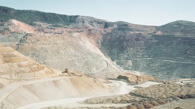A large quarry in the hills.