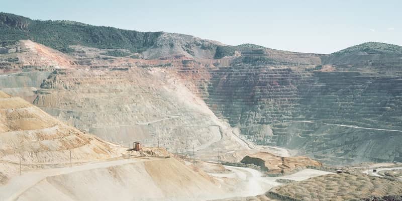 A large quarry in the hills.