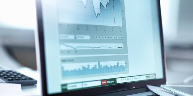 A close up of a data graph, shown on a computer monitor.