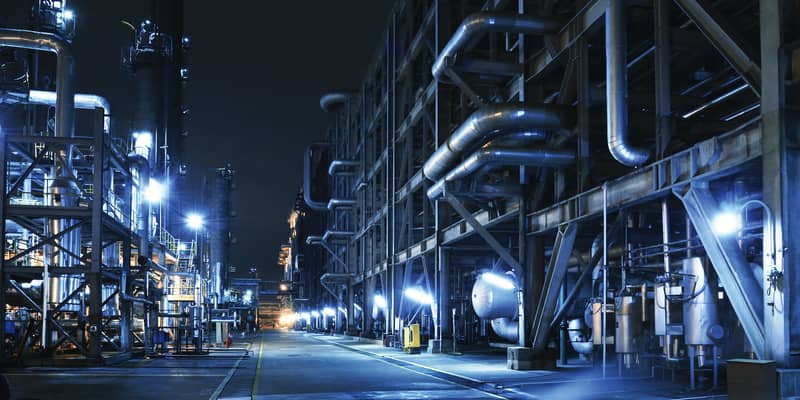 Refinery at night
