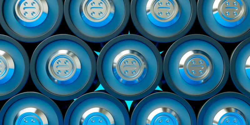 Stack of blue batteries