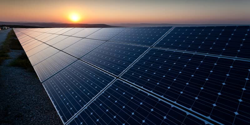 Solar farm at dusk