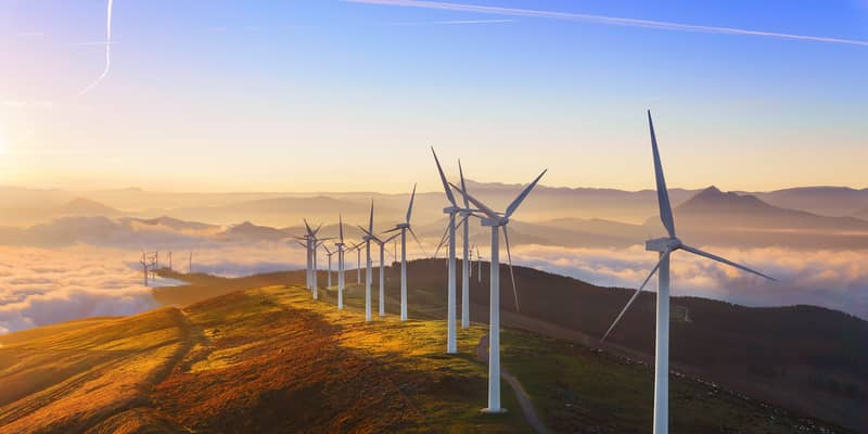 Wind farm floating clouds