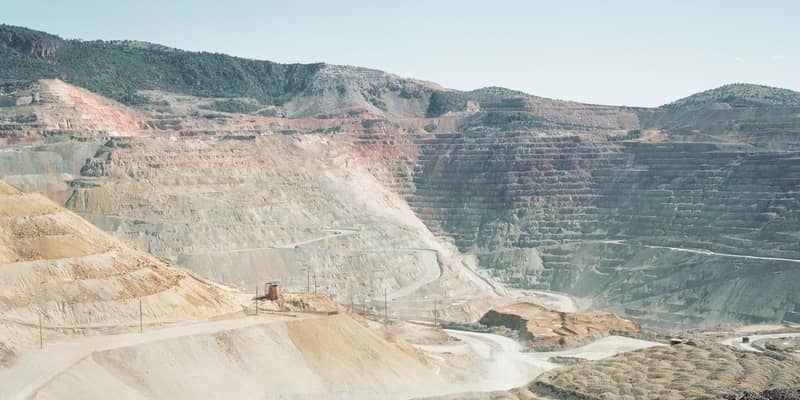 A large quarry in the hills.
