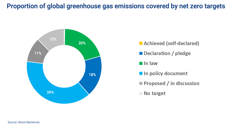 Proportion of global greenhouse gas emissions covered by net zero targets