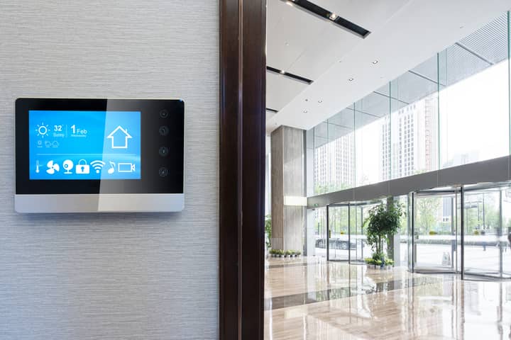 Image shows a smart thermostat control 