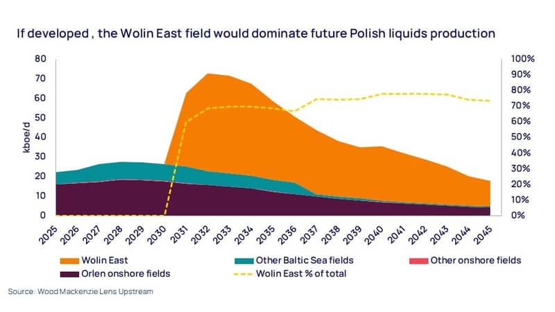 If developed , the Wolin East field would dominate future Polish liquids production 