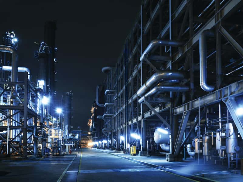 Refinery at night