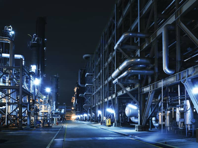 Refinery at night