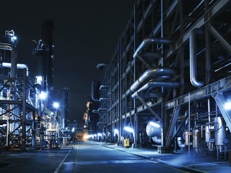 Refinery at night