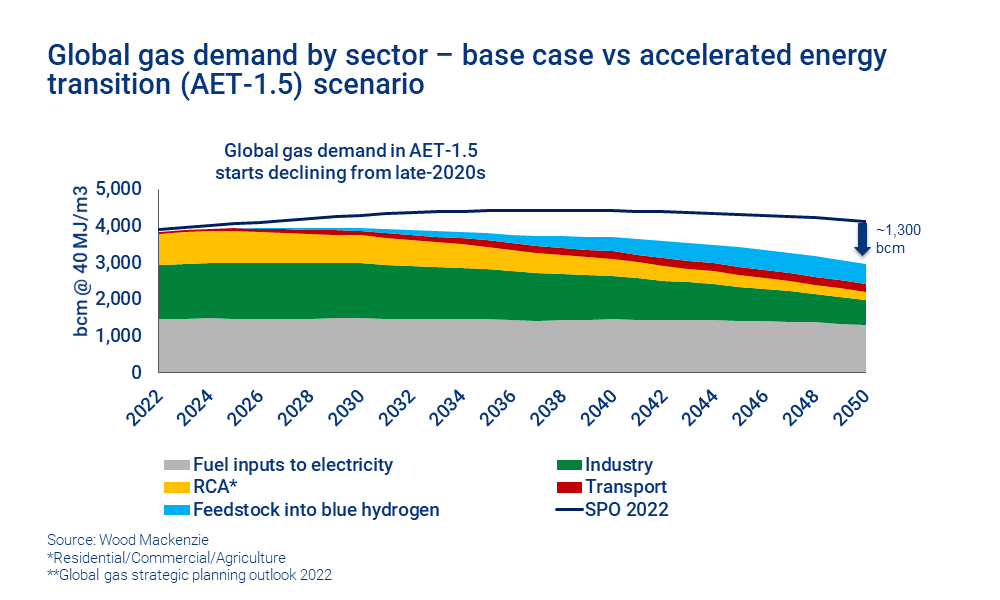 Chart shows global gas demand by sector 