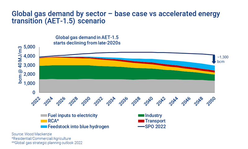 Chart shows global gas demand by sector