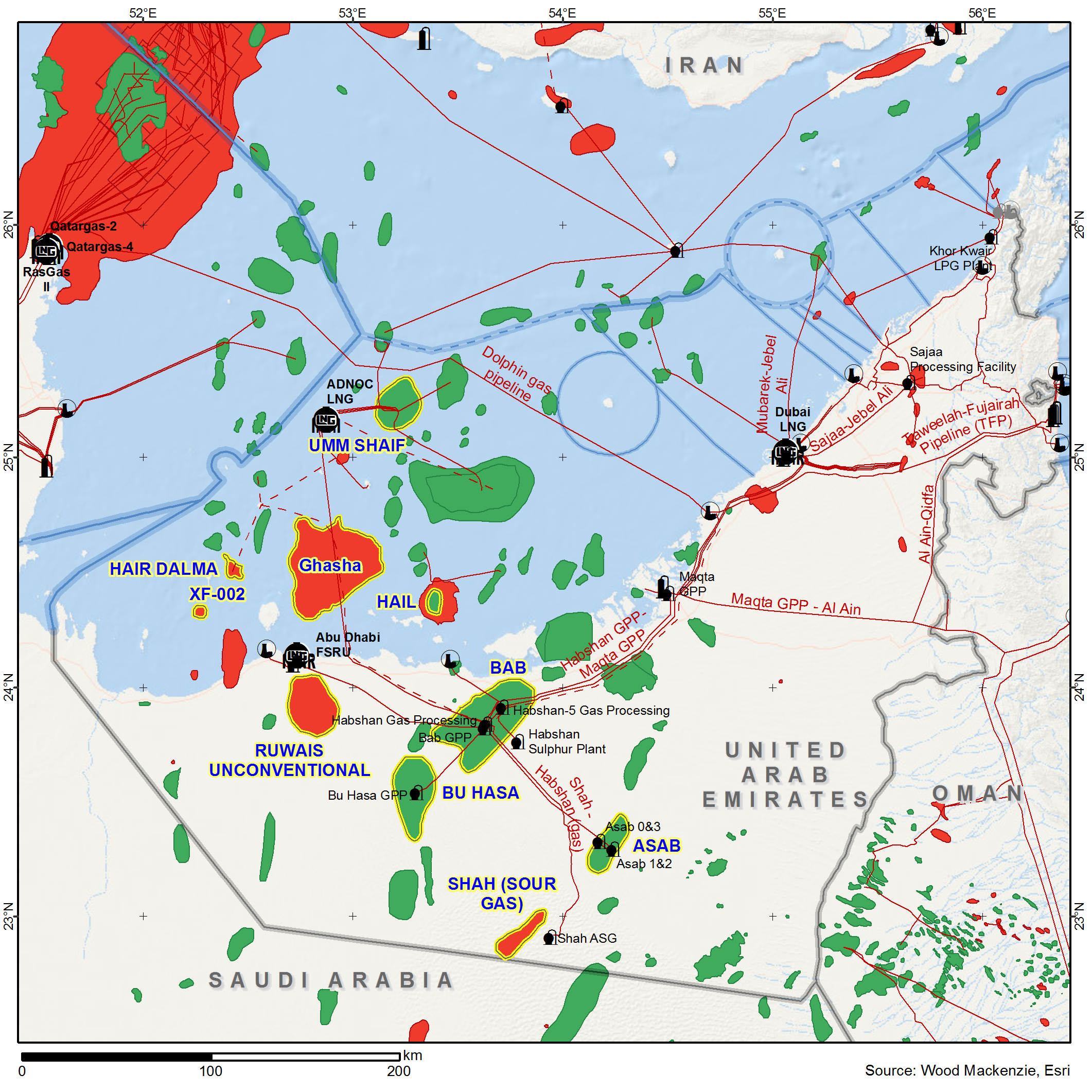 UAE gas fields and infrastructure