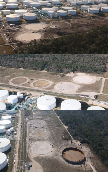 Construction at Enterprise’s Houston Terminal: February 2016, December, 2016, January 2017 (top to bottom)