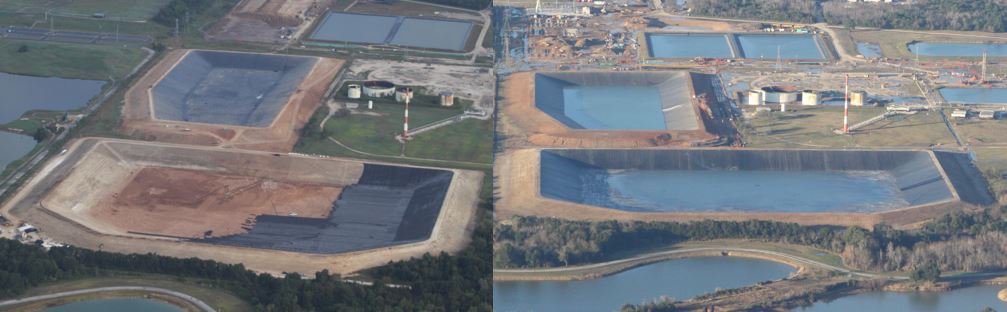 Fairway brine pond construction progress: October 20, 2016 (left) and January 21, 2017 (right)