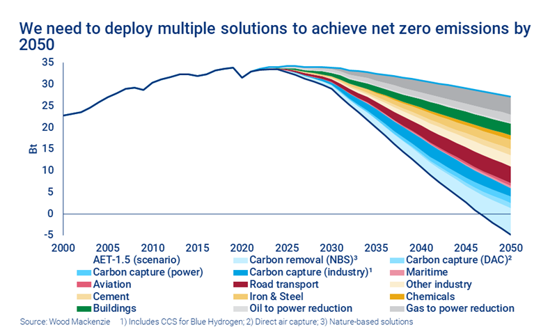 Chart shows we need to deploy multiple solutions to achieve net zero emissions by 2050