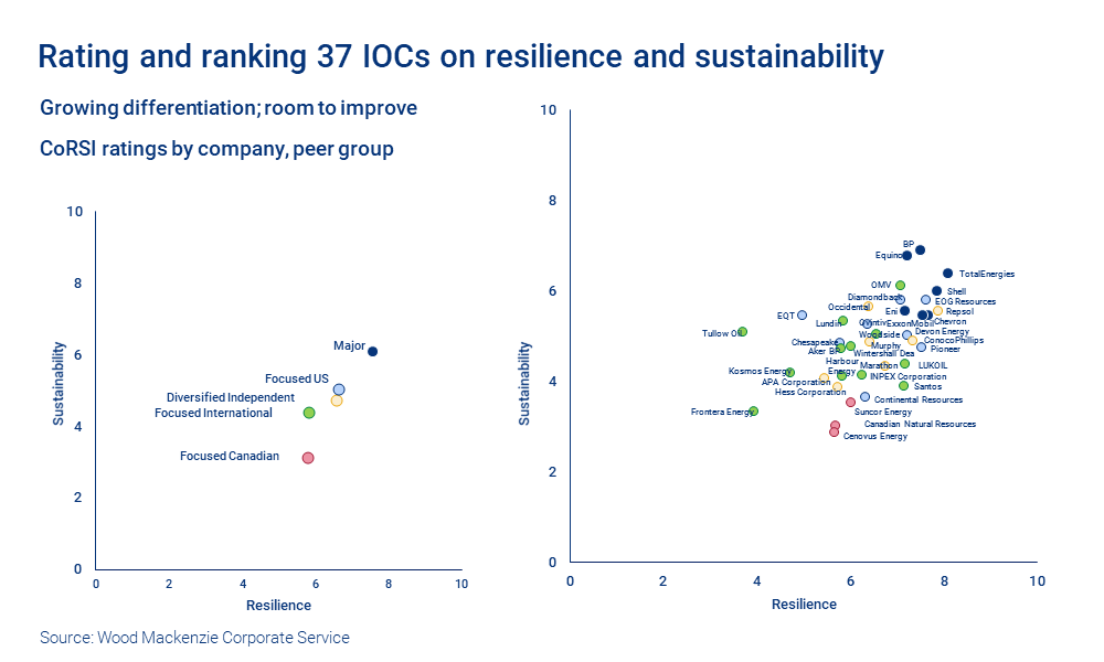 Chart shows rating and ranking of 37 IOCs on resilience and sustainability