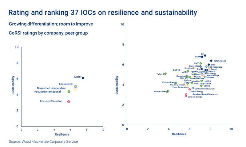 Chart shows rating and ranking of 37 IOCs on resilience and sustainability