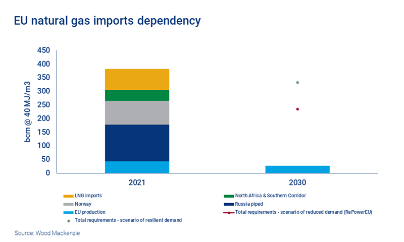 Chart shows EU natural gas imports dependency