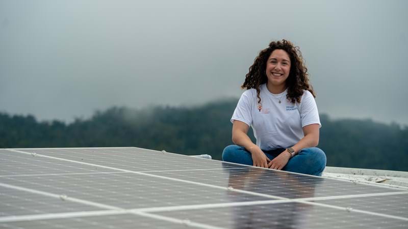 Sylvia Leyva Martinez, Principal Analyst, North America Utility-Scale Solar, pictured in Puerto Rico as one of the WoodMac volunteers working to improve energy security in a rural mountain town.