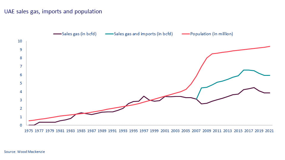 UAE sales gas, imports and population 
