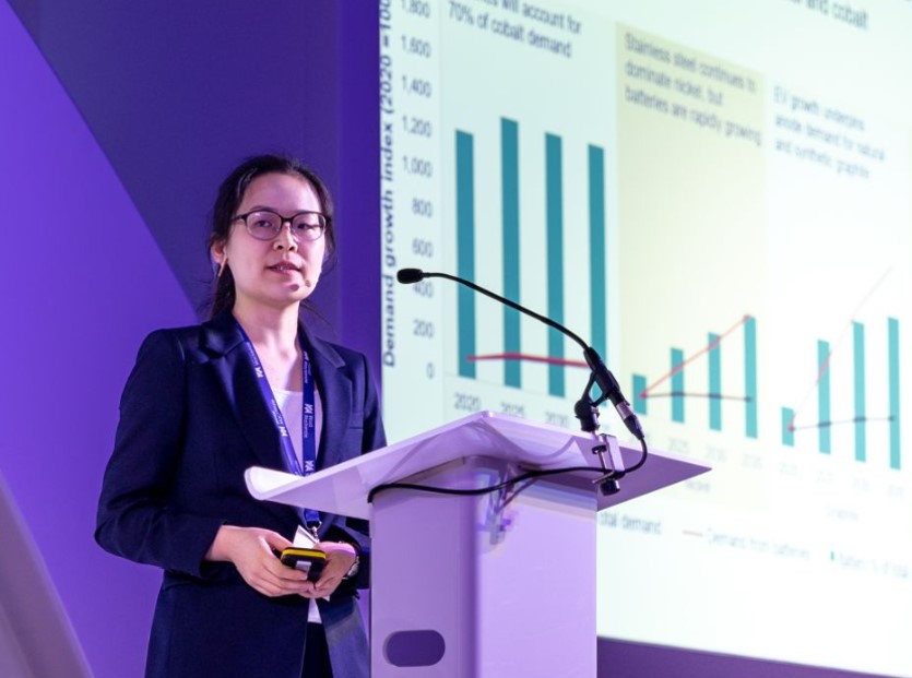 Image shows Ying Lu speaking at LME 2023