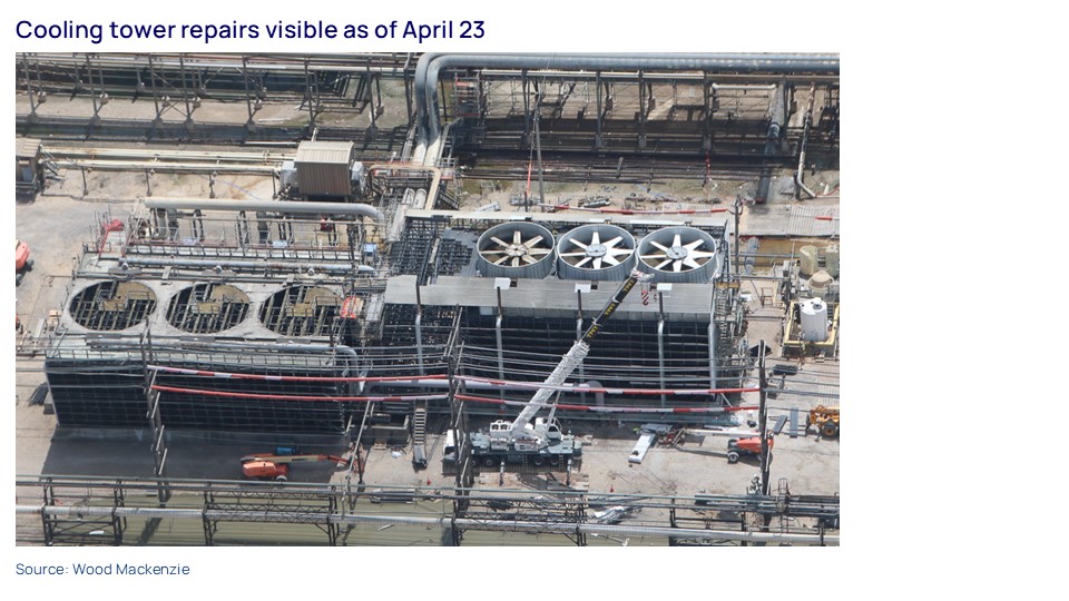 Cooling tower repairs visible as of April 23