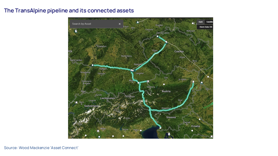 The TransAlpine pipeline and its connected assets
