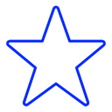 Blue star outline on white background.