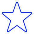 Blue star outline on white background.