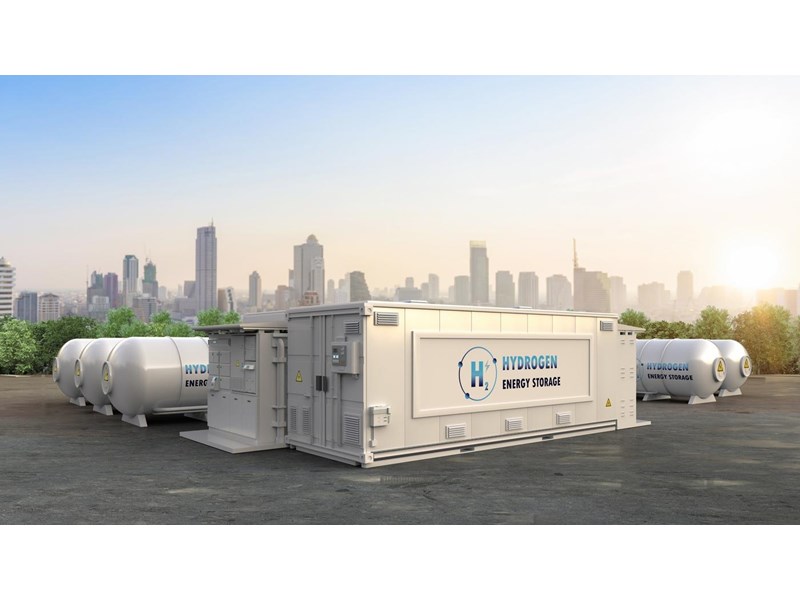 3d rendering energy storage system or battery container unit with hydrogen power