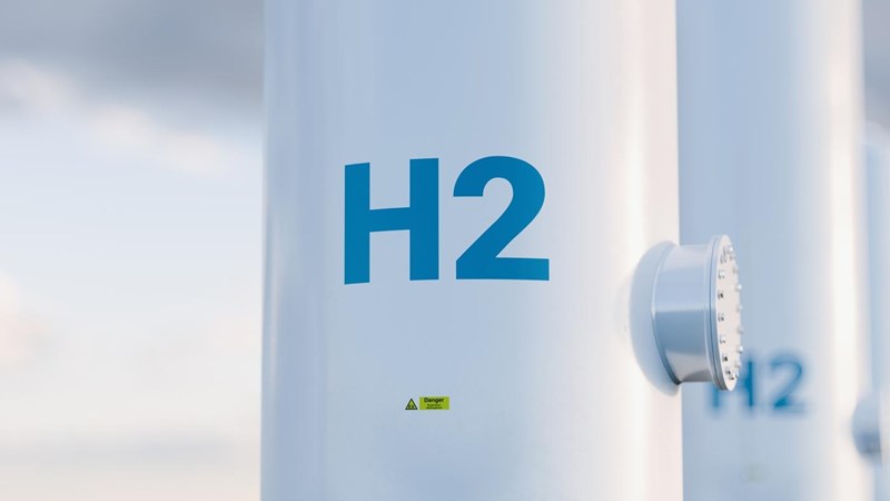 Close-up if a hydrogen fuel cylinder.