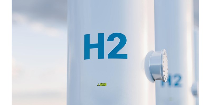 Close-up if a hydrogen fuel cylinder.