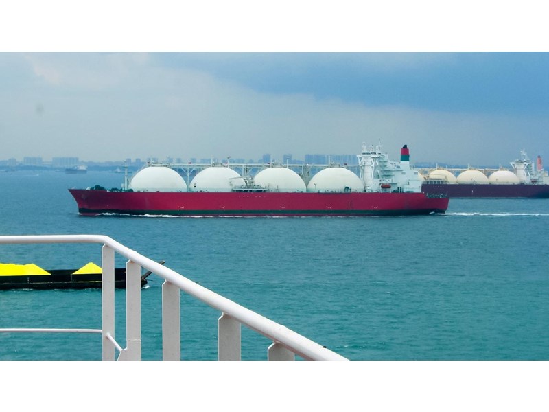 Tanker gas carrier in the sea. LPG tanker ship at sea