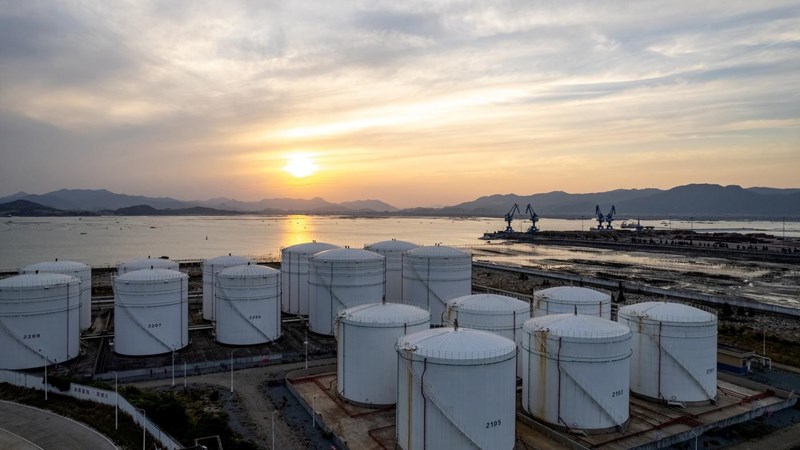Oil tank terminal by the sea in Fujian province, China