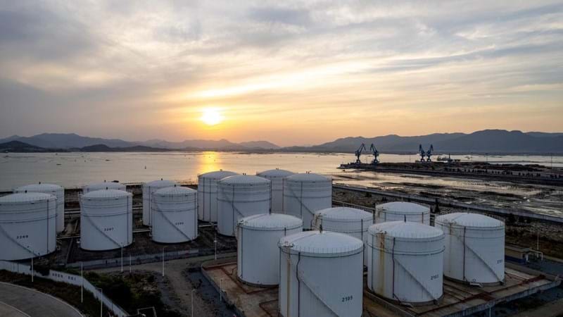 Oil tank terminal by the sea in Fujian province, China