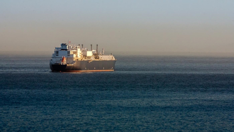 LNG (Liquefied Natural Gas) tanker moored in Valparaiso bay, Chile