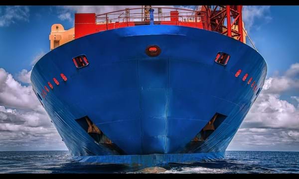 Close up of vessel's view in the middle of the ocean.