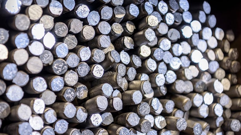 A pile of stack steel rods.