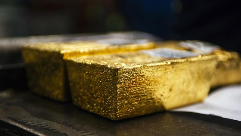 Close-up of gold bullion.