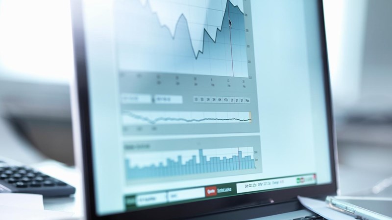 A close up of a data graph, shown on a computer monitor.