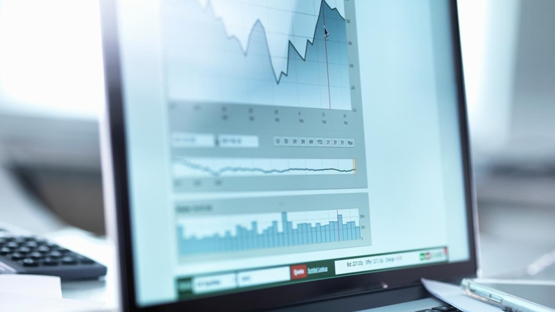 A close up of a data graph, shown on a computer monitor.