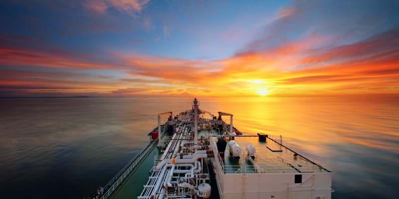 LNG vessel at sunset