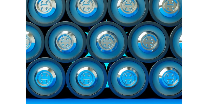 Stack of blue batteries