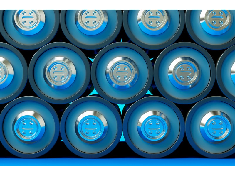 Stack of blue batteries